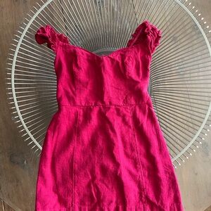 Abercrombie & Fitch Fuchsia Ruffled Strap Mini Dress